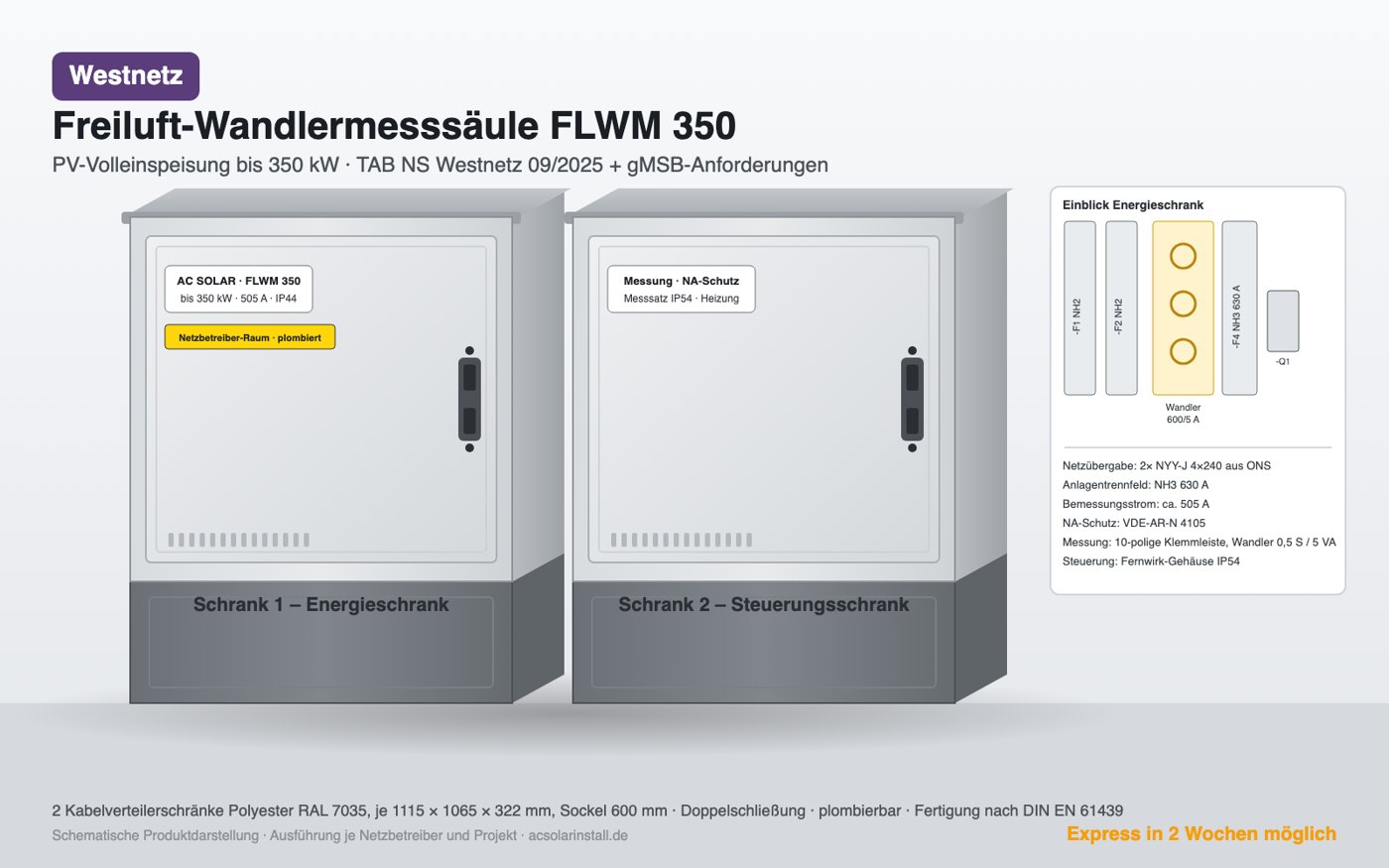 Freiluft-Wandlermesssäule FLWM 350 für das Netzgebiet Westnetz