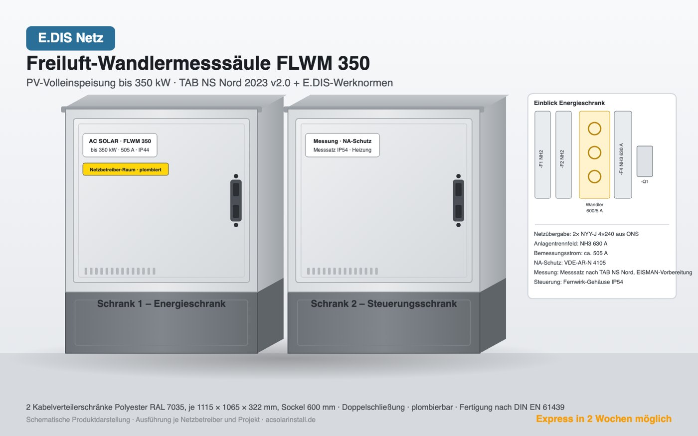 Freiluft-Wandlermesssäule FLWM 350 für das Netzgebiet E.DIS Netz
