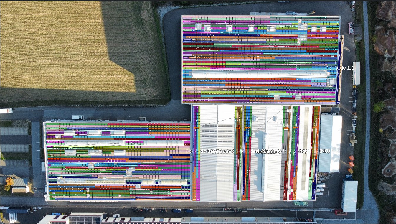 Belegungsplan auf dem Drohnenfoto