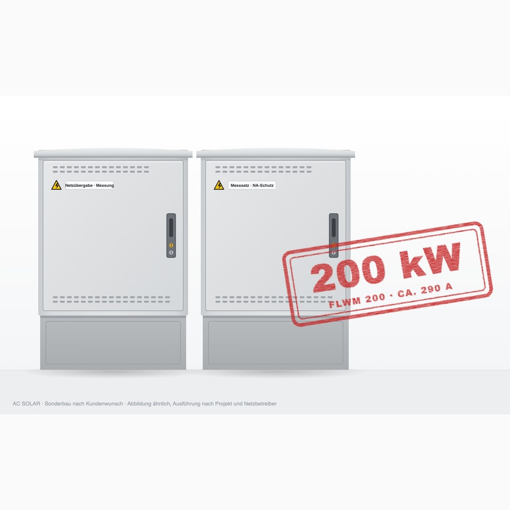 [FLWM-AV-200] Freiluft-Wandlermesssäule FLWM 200 · PV-Volleinspeisung bis 200 kW · Ausführung nach Netzbetreiber