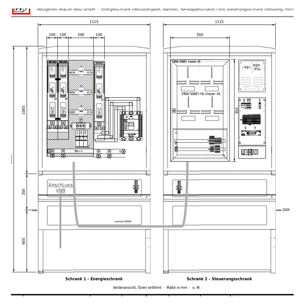 Freiluft-Wandlermesssäule FLWM 350 · PV-Volleinspeisung bis 350 kW · Netzgebiet Avacon