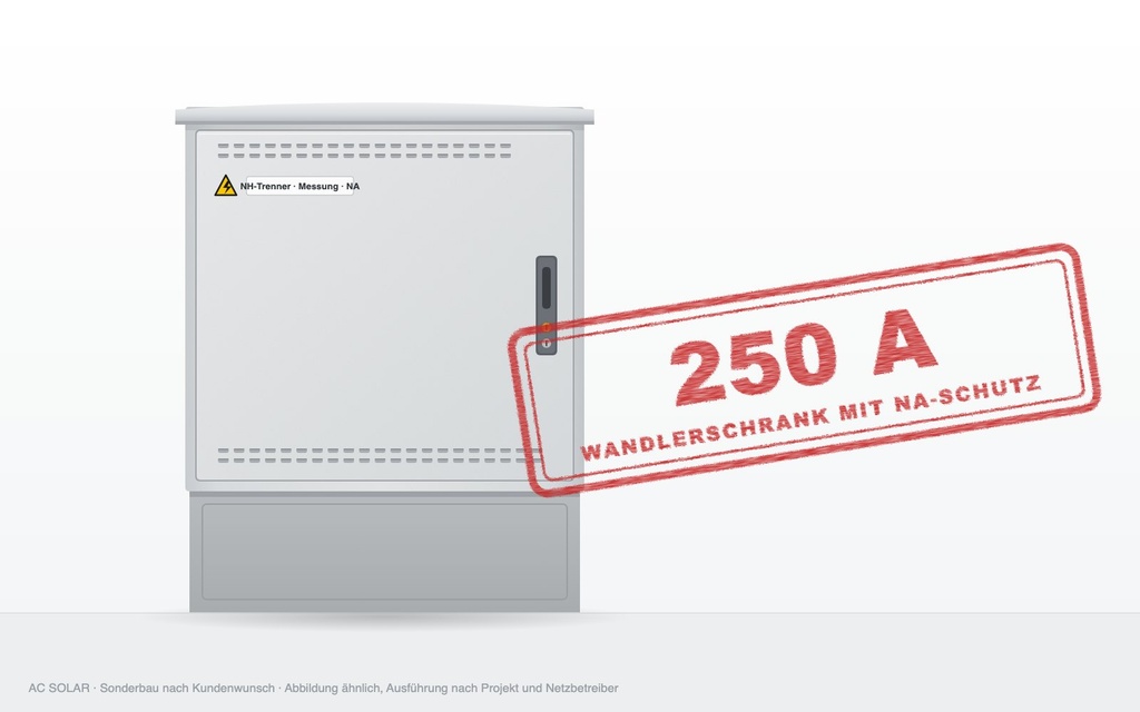 [WS-K250] Kompakt-Wandlerschrank mit NA-Schutz bis 250 A · Ausführung nach Netzbetreiber